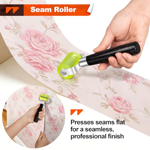 Image of WRAPXPERT Wallpaper Tools, Smoothing Tool Kit for Peel and Stick Wallpaper /Contact Paper /Vinyl Backsplash Applying, with Squeegee Smoother, Seam Roller, Razor Scraper, Knife and Blades