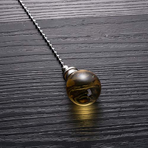 Image of Ceiling Fan Pull Chain, 2pcs 30mm Diameter Yellow Crystal Ball Fan Pull Chain, 20 Inches Fan Pulls Set with Connector Ceiling Fan Pull Chain Ornaments Lighting Accessories