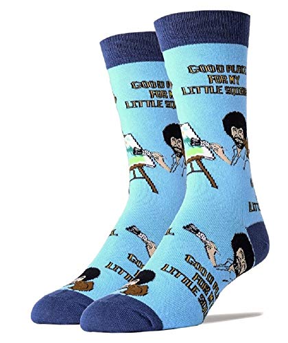 Bob Ross Little Squirrel Men s Crew Socks, Blue