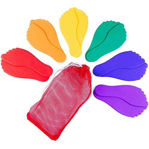 K-Roo Sports Set Of Six Colorful Foot-Shaped Floor Markers - No-Slip Rubber Pairs Of Footprints In Mesh Bag For School, Dance, Karate & Activities #TOP1