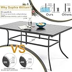 Patio Outdoor Table and Chairs Set with Umbrella Navy, Patio Dining Sets for 6, 7 Pieces Patio Table Set Clearance for Backyard Deck Porch Outside, Metal Table with Hole & Cushioned Rattan Chairs - Image 2