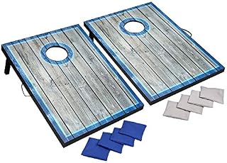 Hathaway LED Cornhole Set with Rustic Target Boards & 8 Bean Toss Bags