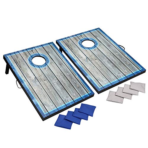 Hathaway LED Cornhole Set with Rustic Target Boards & 8 Bean Toss Bags
