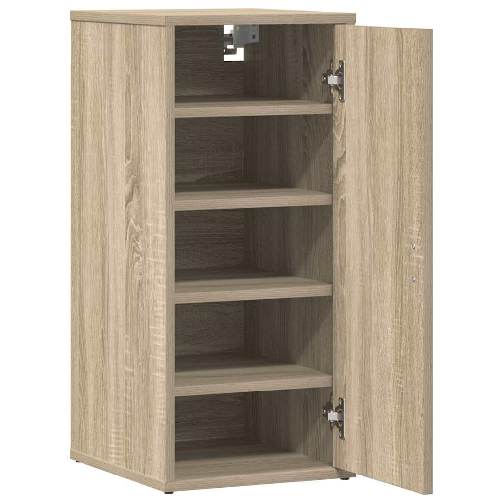 Hothingwell Sonoma dębowa szafka na buty 32x35x70 cm Płyta wiórowa, szafka do przechowywania z drzwiami 5 półkami, półka na buty ścienna lub podłogowa, ochrona przed kurzem