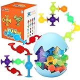 48 Stück Saugnapf Spielzeug, Montessori Spielzeug Badewannenspielzeug ab 3 Jahre, Sensorisches Sauger Spielzeug , Stressabbau Silikon Bausteine Spielzeug für 3 4 5 6 7 8 Jahre Jungen Mädchen