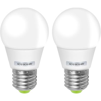 E26 12V Led Bulb 4W Cool White 6000K AC 12V/ DC 12-24V Low Voltage for Rv Camper Bulbs Off-Grid Solar Battery Systems Edison 40W Equivalent (2 Pack)
