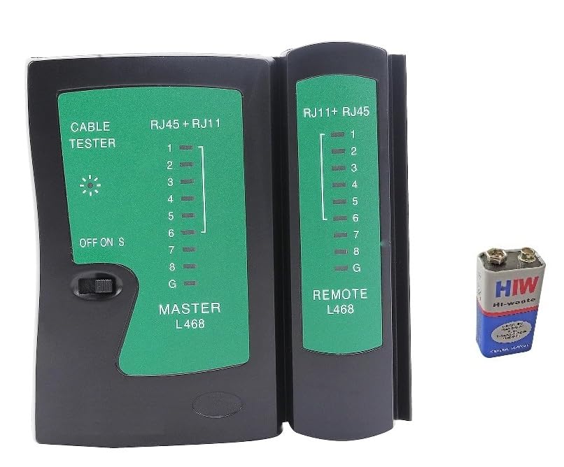 Inditrust Network Cable Tester, RJ45 And RJ11 Lan Tester With 9V Battery, LED Indicators RJ12 CAT5 CAT6 UTP Ethernet