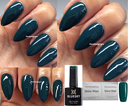 Bluesky Nail Gel Polish GREEN TEAL Deep Dark Teal Green Autumn Winter Color WR02 UV LED Soak Off