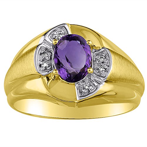 Bague améthyste et diamant en argent ou plaqué or pour femme
