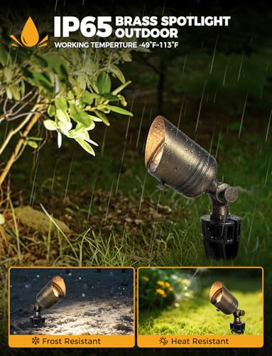 COLOER 5W 12V Brass Outdoor Landscape Spot Light with Bulb(6Pack) - image 5