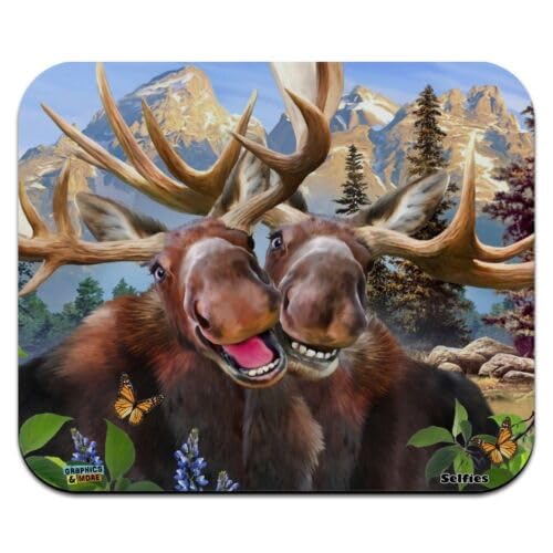 MIKKA ENTERPRISES Moose Selfie Low Profile Thin Mouse Pad Mousepad Printed Rubber Mouse pad, Home Office Use, Non Slip 676