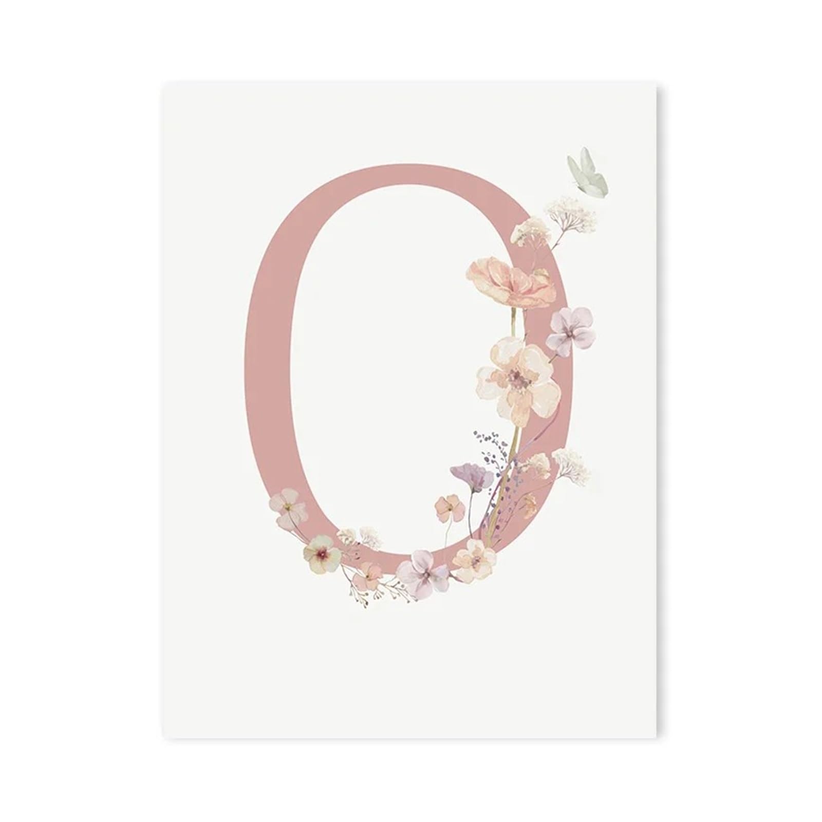 Affiche fleurs sauvages rose 50x70cm, peinture sur toile pour décoration de chambre de bébé fille