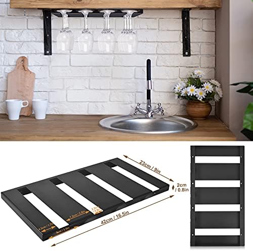 Wine Glass Rack Under Cabinet, Hanging Stemware Rack, Stemware Storage Hanger with 4 Rows Metal Bar Shelves for Kitchen Restaurant Cabinets Shelf  Fits from 1.1 to 3.4 inch Base of Goblet