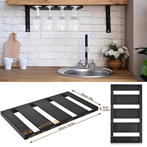 Hanging Wine Glasses Rack Under Cabinet Stemware Storage Hanger with 4 Rows Metal Bar Shelves for Kitchen Restaurant Cabinets Shelf – Fits from 1.1 to 3.4 inch Base of Goblet HG617 by Hivexagon - Image 3