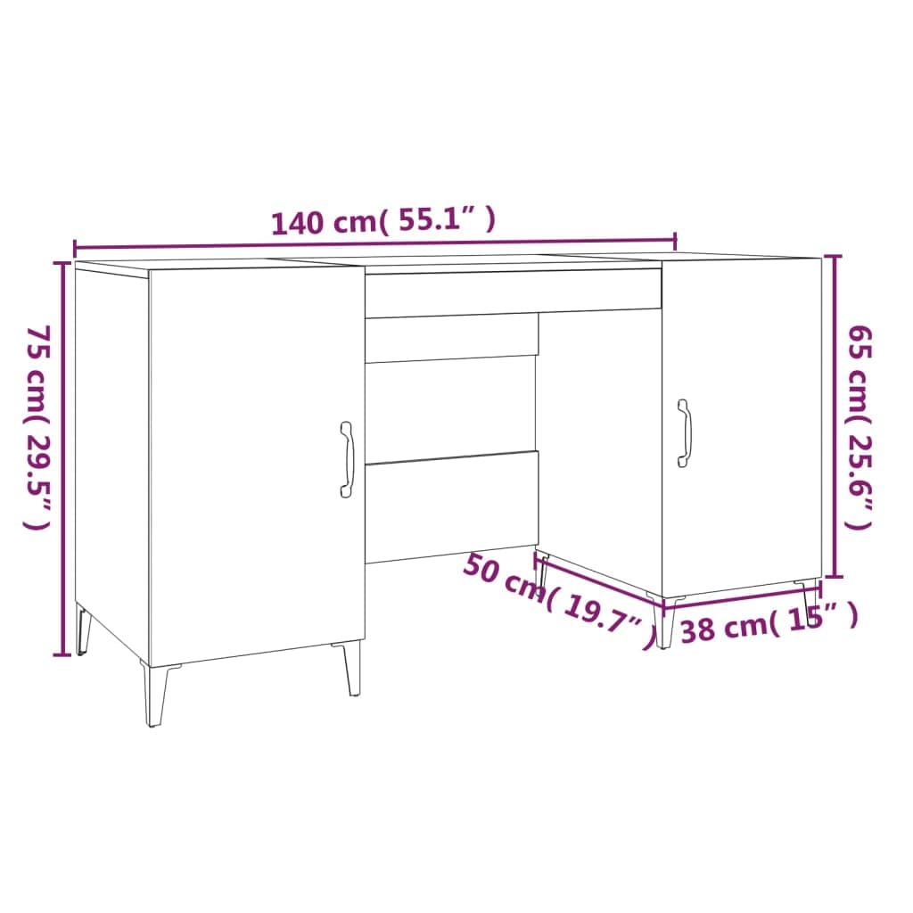 Scrivania in rovere Sonoma, 140 x 50 x 75 cm, con spazio e ripiano, stabile, per PC da lavoro, laptop, ufficio, gaming, segretaria, ergonomica, salvaspazio