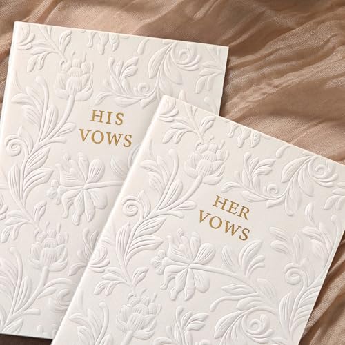 Jaloro Embossed Wedding Vow Books His and Hers Floral Pattern Vow Books for Wedding Essential Registry Ideas His and Hers Gifts White