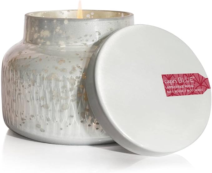 Capri Blue Holiday Mercury Jar Candle - Luxury Scented Candles for Home Decor - Long Lasting Soy Wax Blend- Decorative Jar for Holidays - Signature (Apple Cider Social, 19 oz)