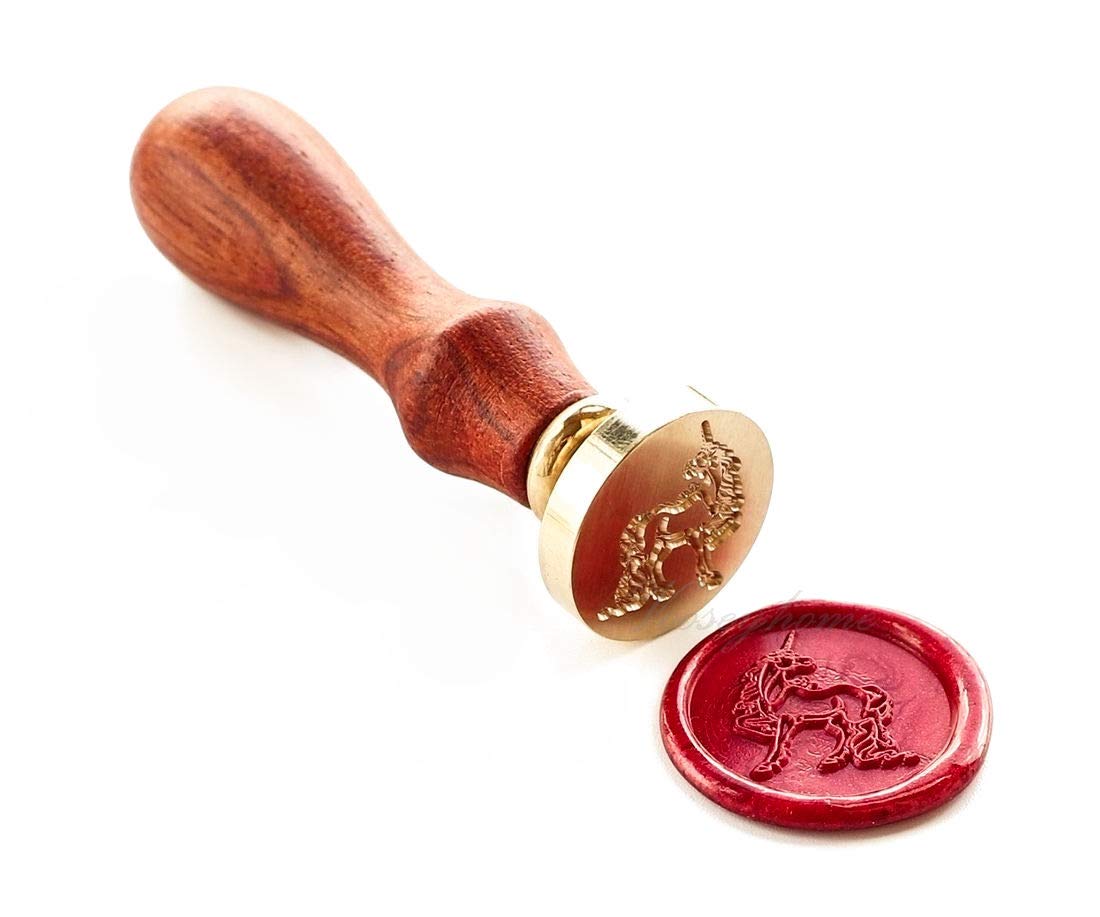 Wax Sealing Stamper, VOOSEYHOME Vivid Unicorn Seal Stamp with Rosewood Handle, Decorating on Invitation Envelope Sealers Letter Card Poster Gifts Packings for Birthday Themed Party Wedding Signature