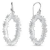 Vinani Ohrhänger Oval weiße Oberflächen mattiert Sterling Silber 925 Ohrringe 2OHE