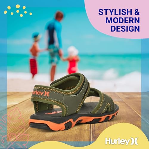 Image of Hurley Loni Toddlers and kids Water Shoes, Beach Essentials, Girls and Boys Open Toe Sandals, Lightweight, Breathable and Two Adjustable Straps
