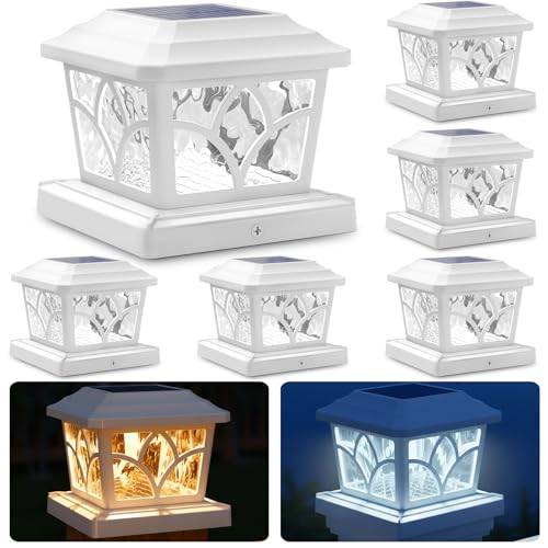 SIEDiNLAR Solar Post Cap Lights Outdoor 4 Modes Aluminum Glass 6 Pack White by SIEDiNLAR - Used condition - US$54.47