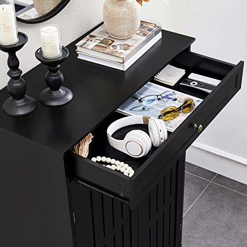 Yaheetech Storage Cabinet Floor Storage Organizer Wooden Cabinet With Drawer 2 Doors For Entryway Living Room Furniture Black #TOP6