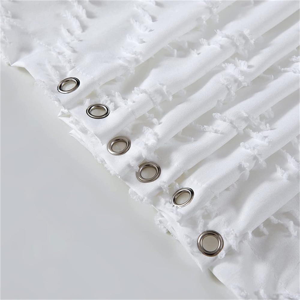 Rideau de douche élégant en tissu tissé imperméable pour salle de bain Blanc 180 x 200 cm