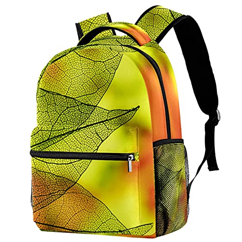 Sac à dos motif feuilles d'automne spacieux avec porte-gourde pour ados
