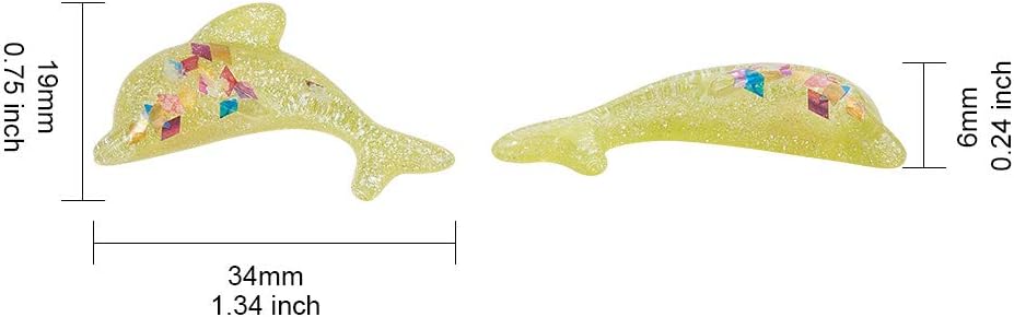 LiQunSweet 200 Pcs Cabochons Paillette Dolphin Marine No-Hole Beads Slices Beads Flatback Buttons for Craft Making Miniature Fairy Garden Phone Case Décor