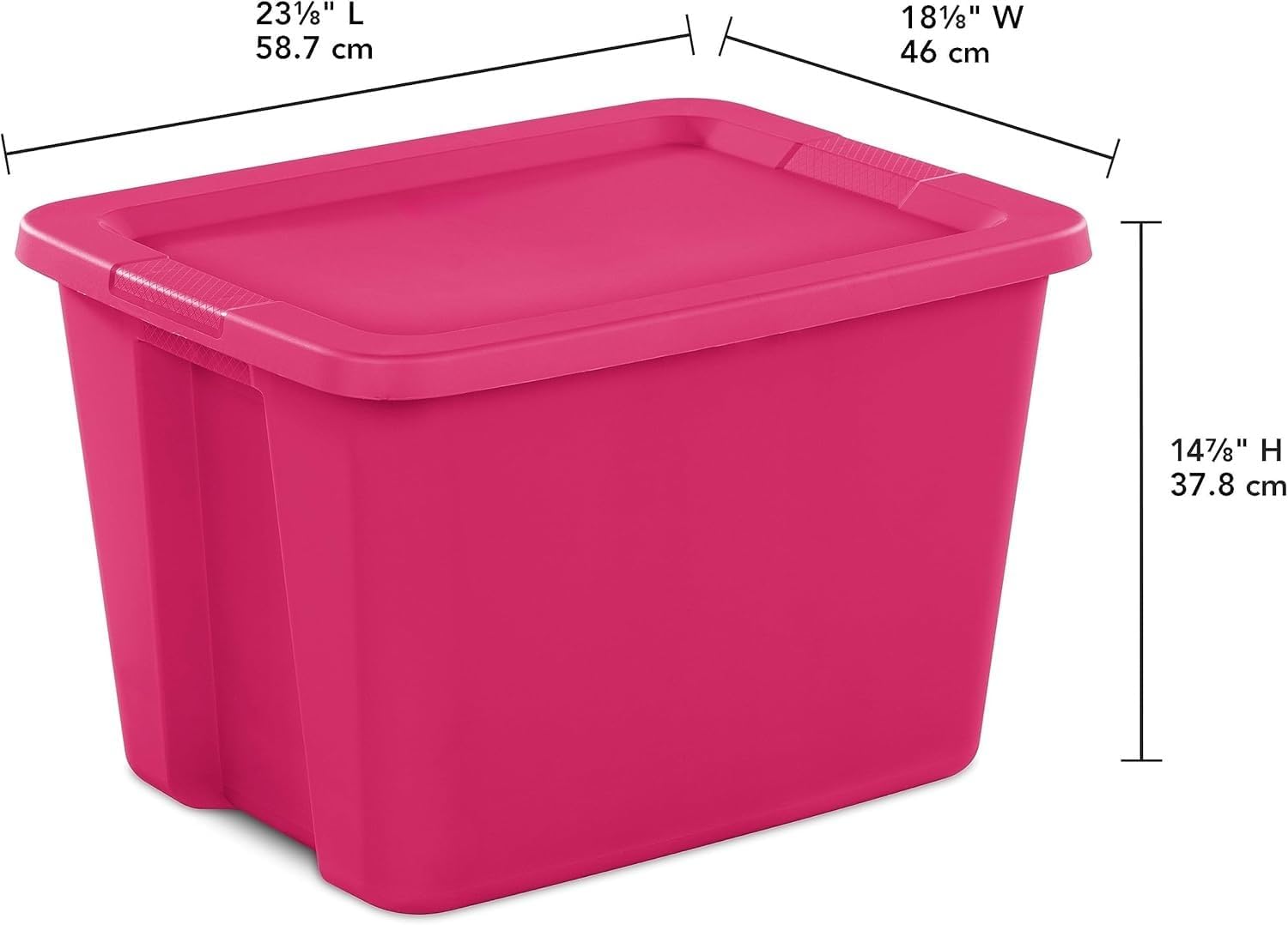 8-Pack 18 Gallon Large Pink Plastic Storage Bins - Snap-On Lid Storage Containers, Ideal for Home, Garage & Organizing Needs