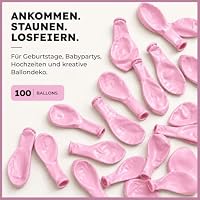 Luftballons Rosa – 100 Stück, Ø 27 cm, Babyparty, Taufe, Party & Geburtstag – Ansicht 3