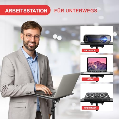 Pyle Laptop Ständer höhenverstellbar – Laptopständer & Projektorständer für Bühne, Büro & Studio, klappbar, robust, 65–100 cm Höhe, für Notebook, Beamer, DJ & Präsentationen