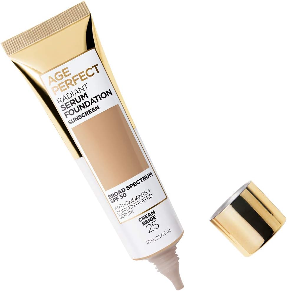 L'Oreal Paris Age Perfect Radiant Serum Foundation with SPF 50, Cream Beige, 1 oz