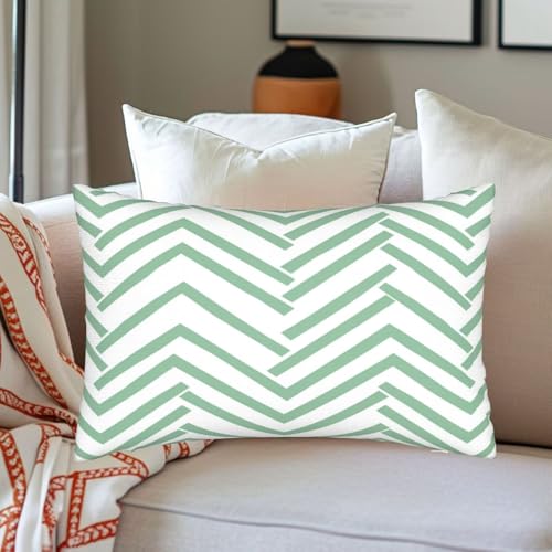Housse coussin vert 60x80 cm haut de gamme au motif géométrique et texture douce unique - 4
