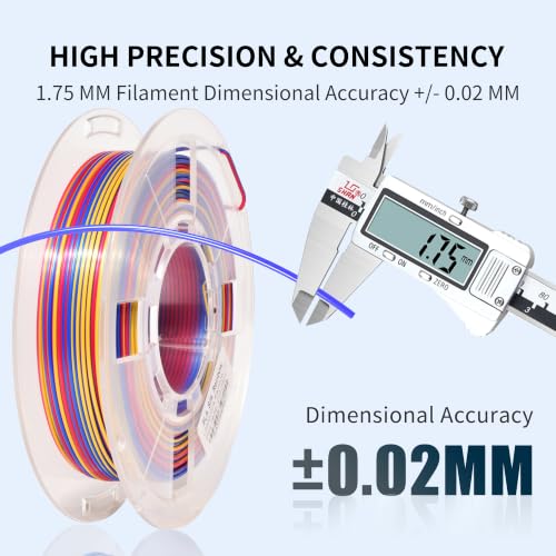 Image of RAMBERY 3D Printer Filament Bundle Silk Rainbow PLA Filament, Multicolor Fast Color Change Toughness Upgraded 3D Printing Filament, 1.75mm 200gX4 Spools