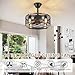 Dannilong Farmhouse Caged Ceiling Fan with Light, 18 Inch Fandelier Ceiling Fans with Remote Control for Bedroom Kitchen Outdoor, Quiet DC Motor, Reversible, Black