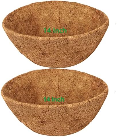2 Pack 14 Inch Round Coco Liners for Hanging Basket, Coconut Fiber Replacement Outdoor Garden Decoration for Planters Flower Pot