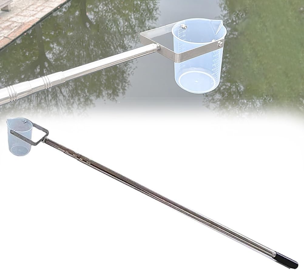 Water Sampler Plastic Cup Sampler Kit,Extra Long Water Sampling Container with Telescopic Pole,Swing Liquid Collection Dipper w/Scale for Liquid Testing,1000ml,1.43~6m/4.7~19.7ft