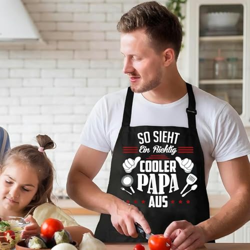 Jbniuay Papa Geschenk - Vatertagsgeschenk Kochschürze Papa Geschenk Schürze für Papa Grillschürze Verstellbare Backschürze Geschenk für Geburtstag, Weihnachten Vatertag (Papa Geschenk)