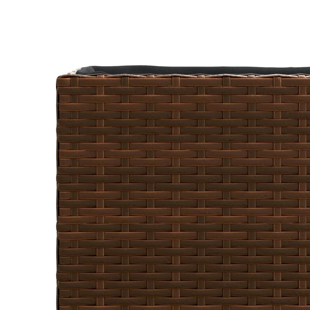 Macetero marrón 36 x 30 x 32 cm de ratán sintético con estructura de acero, resistente a la intemperie, para balcón, jardín, decoración interior y exterior