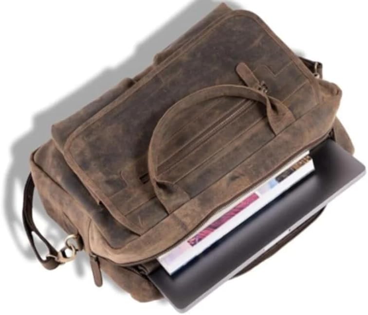 TUZECH Handmade Full Grain Leather 16 Inch Laptop Messenger Bag for Men and Women – Vintage Office Briefcase with Shoulder Strap, Business Work & College Bag for Laptop.