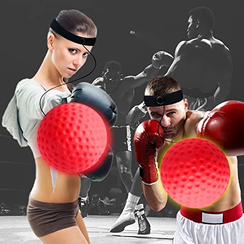 Verbesserter Box-Reflex-Ball, verstellbares Stirnband, Reaktionsball, Bungee-Cord Verwendet für Boxtraining Mixed Martial Arts Fitness Reaktionsfähigkeitstraining mit einem Ersatzseileinfädler