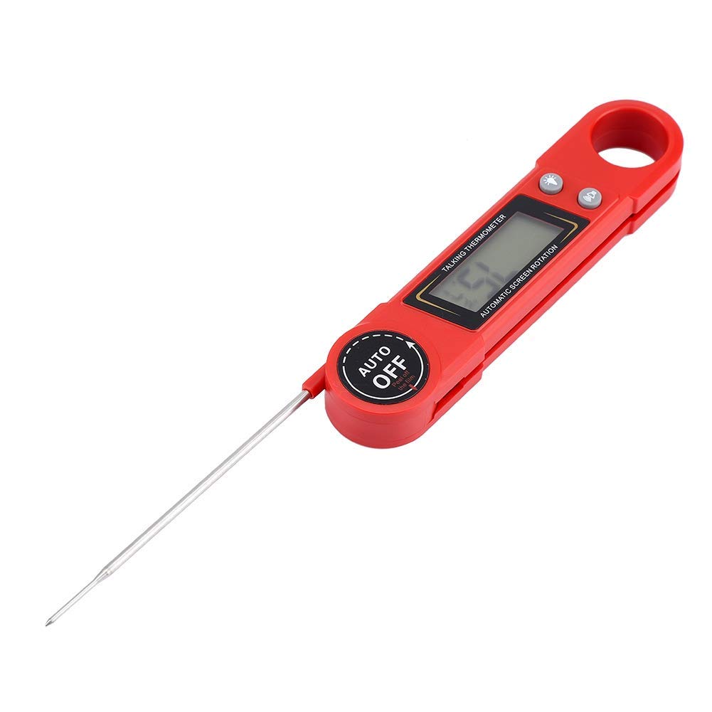 XINGYU Digitales Lebensmittelthermometer, sofort ablesbares Sprachtemperaturmessgerät für Fleisch mit Klappsonde für Grillküchen