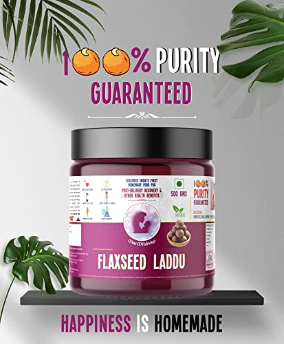 Image of Maa Mitahara Post Pregnancy Laddu with Flax Seeds | Traditional Ayurvedic Postpartum Energy Laddu | Lactation Support & Recovery Sweet for New Mothers (300g, Flax Seed)