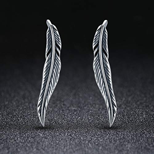 SLUYNZ 925 Sterling Silver Feather Crawler Earrings for Women Climber Earrings Cuff Earrings Wrap3
