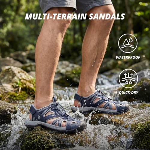 Image of CAMEL CROWN Hiking Sandals for Men Waterproof Closed Toe Water Sandals Athletic Outdoor Sandals Adjustable Summer Sandals for Beach Sport Fishing Walking
