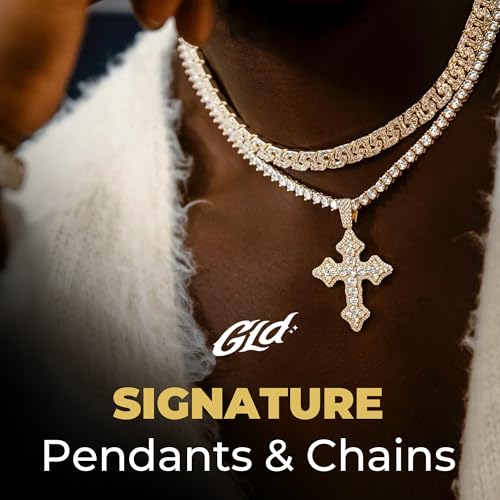 GLD Simple Gold Cross Necklace for Men and Women - Minimalist Micro Cross Pendant with 16-22" 2MM-3MM Yellow Gold-Plated Diamond Tennis Chain - Designed in Miami - Built to Last2