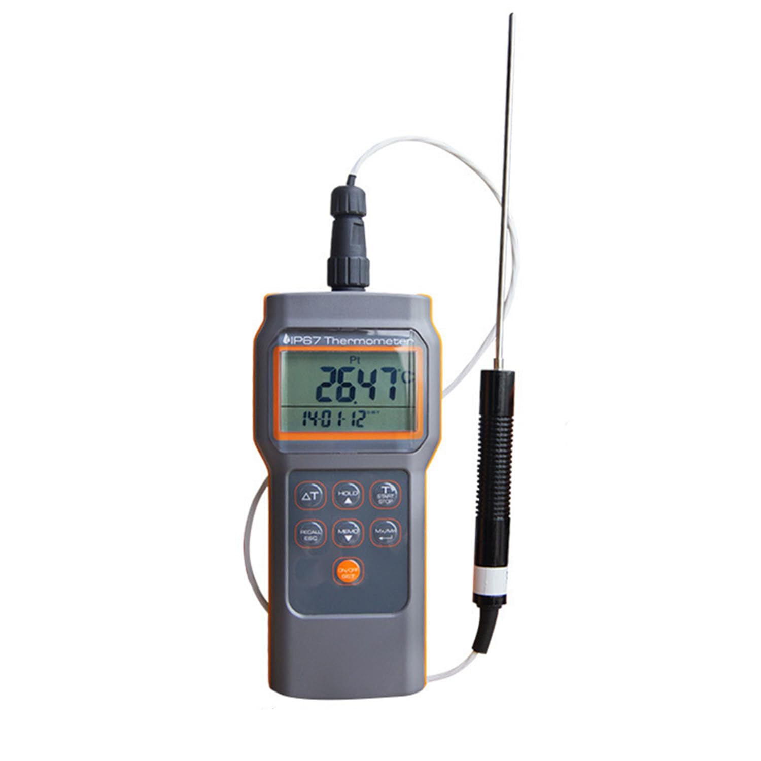 HNZXIB AZ8821 RTD Kitchen Thermometer with Waterproof IP67 Probe (-148~572°F), High Accuracy ±0.15?, Dual-Color Alert, Max/Min, Instant Read