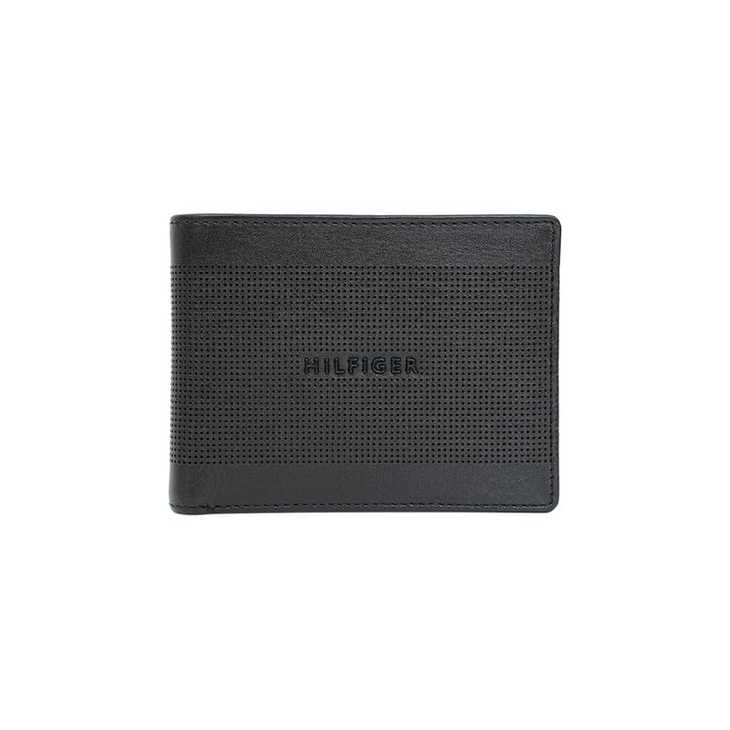 Tommy Hilfiger Men’s Benin Slimfold Wallet – Brown| Laser-Etched Leather | Ultra-Slim Design| Purse for Men | Ideal for Gifting