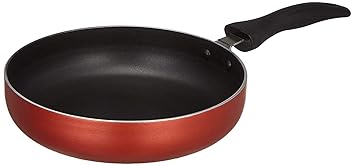 BMS Lifestyle Non-Stick Fry Pan with 2-Way Non-Stick Coating, 22cm (Induction and Gas Stove Compatible),Aluminium, Red